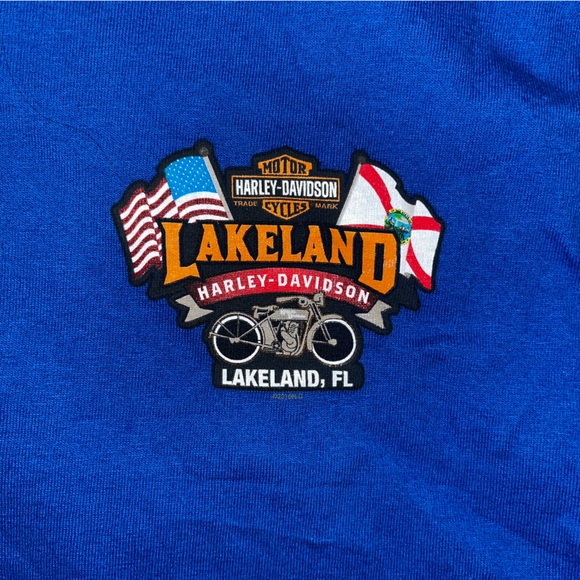 Harley-Davidson Blue‎ Lakeland Graphic Tee Double Sided Size Medium - Picture 2 of 5
